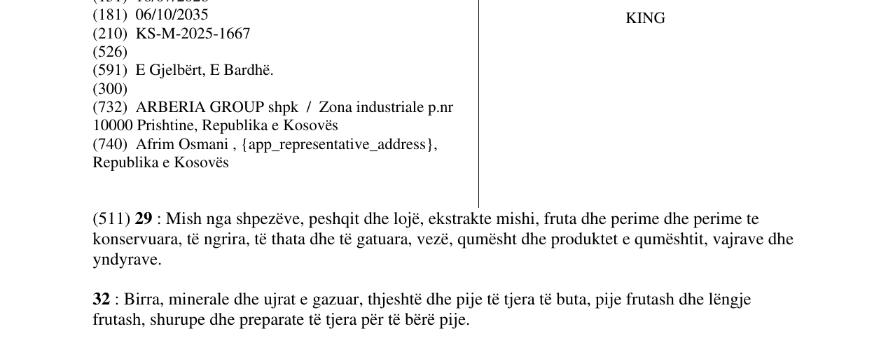 Zëri i markës KING në buletin
