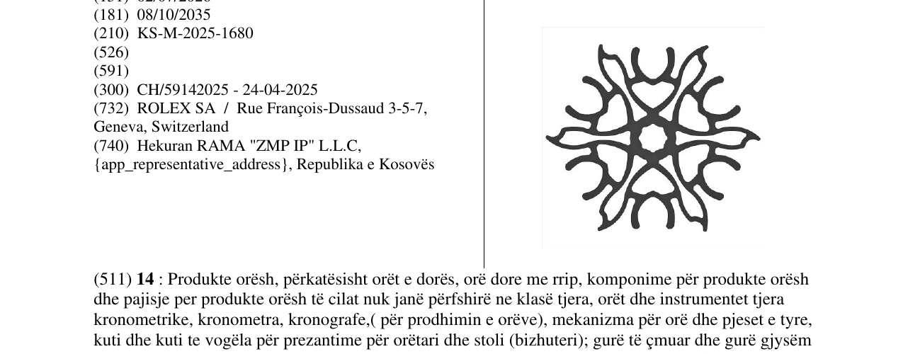 Zëri i markës ROLEX në buletin
