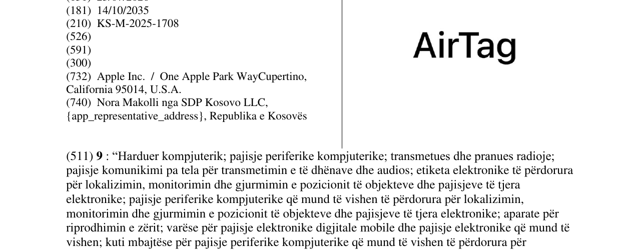Zëri i markës AirTag në buletin