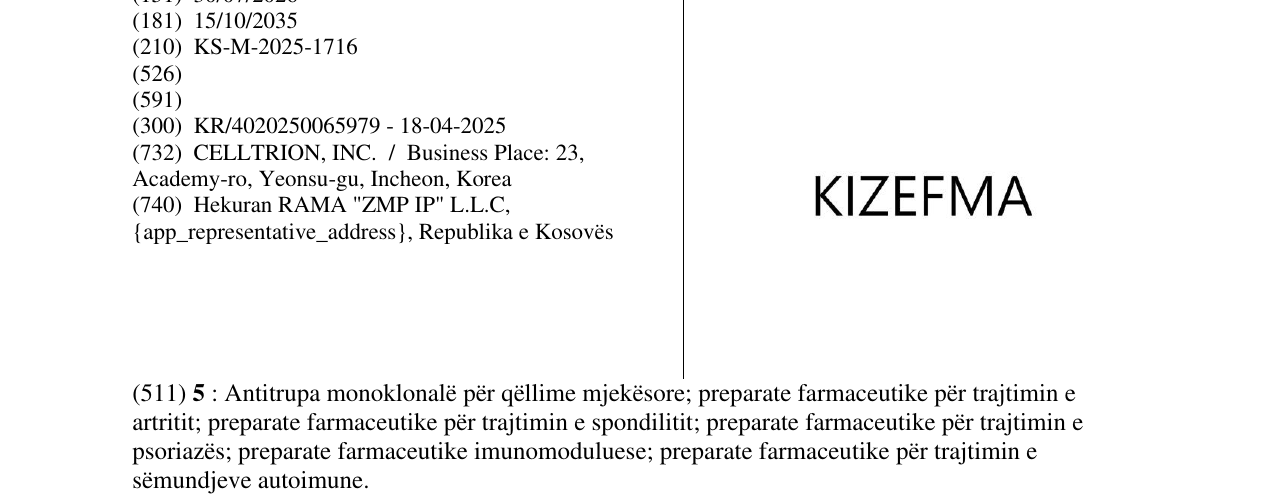 Zëri i markës KIZEFMA në buletin