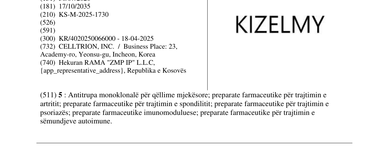 Zëri i markës KIZELMY në buletin