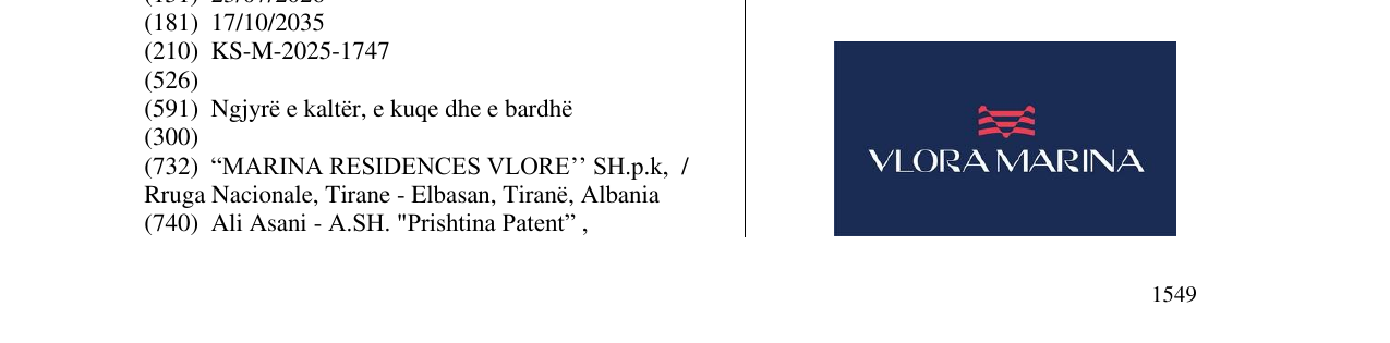 Zëri i markës VLORA MARINA në buletin