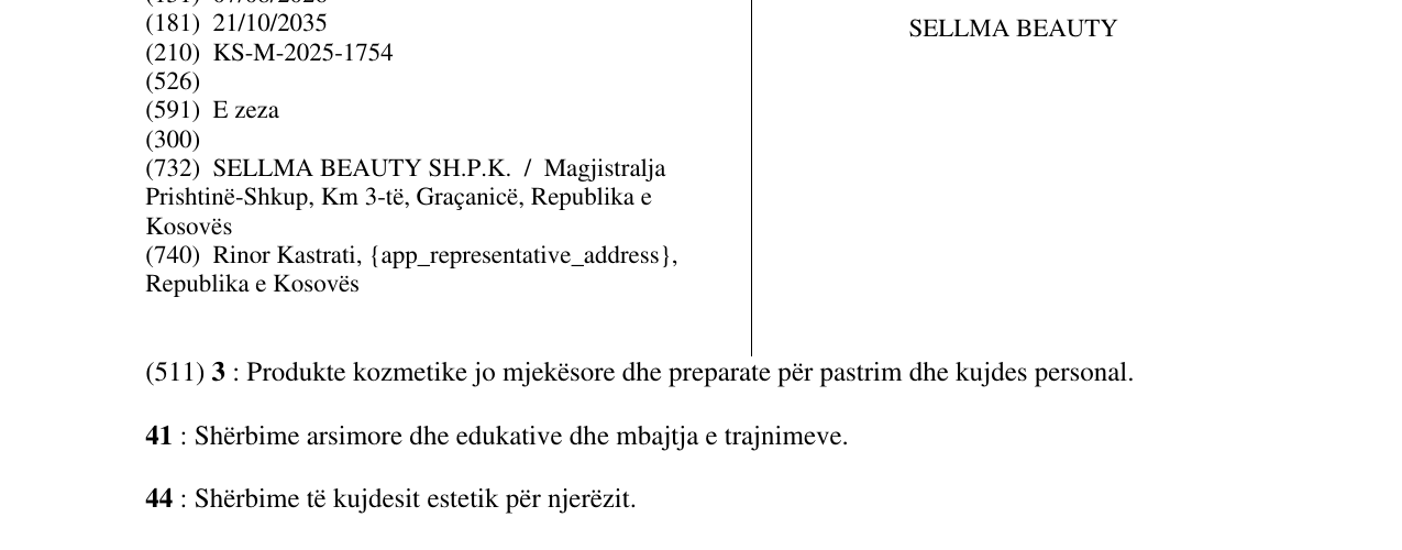 Zëri i markës SELLMA BEAUTY në buletin
