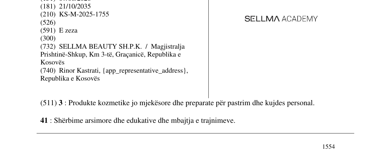 Zëri i markës SELLMA ACADEMY në buletin