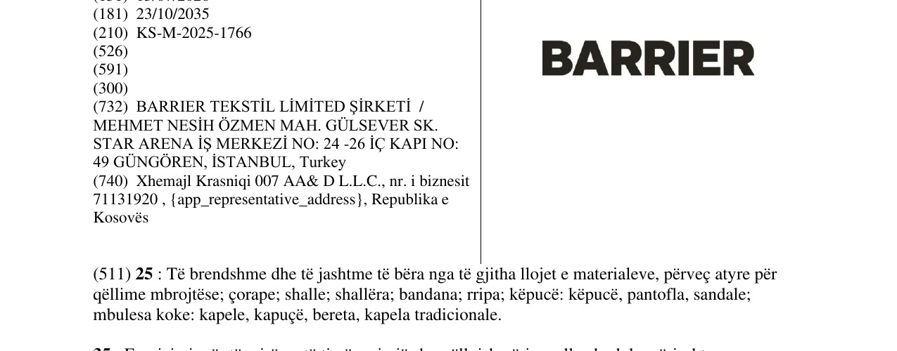 Zëri i markës BARRIER në buletin