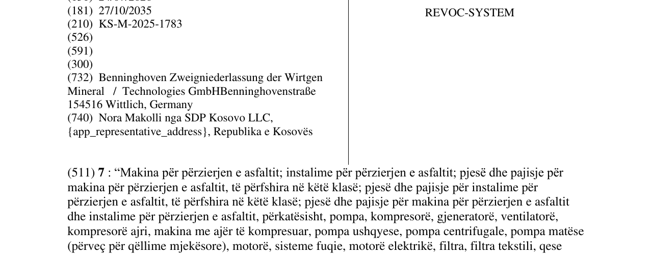 Zëri i markës REVOC-SYSTEM në buletin