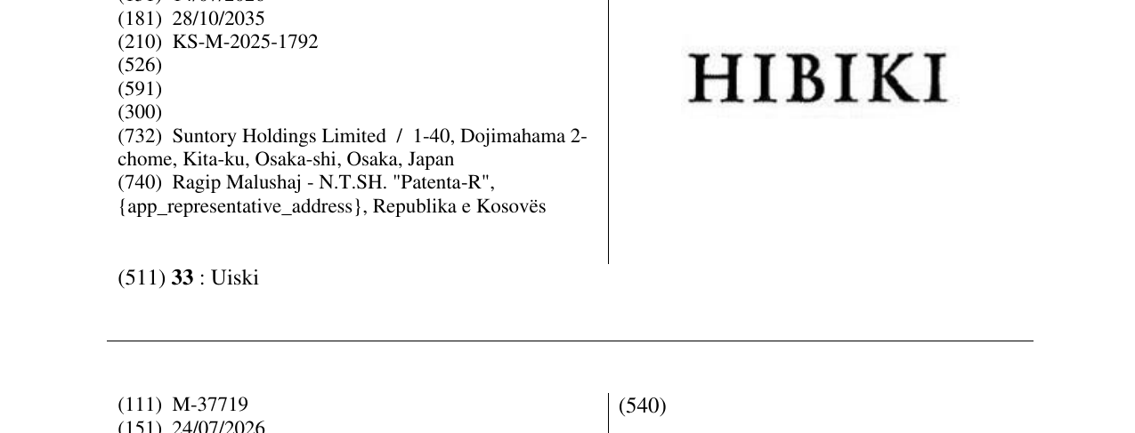 Zëri i markës HIBIKI në buletin
