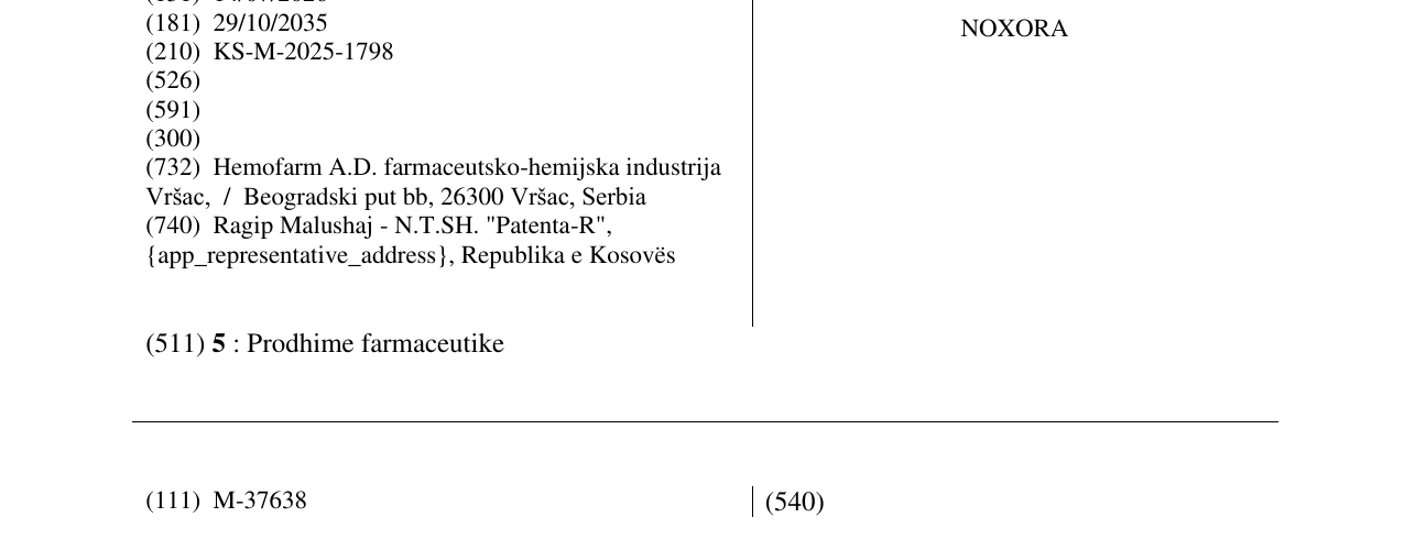 Zëri i markës NOXORA në buletin