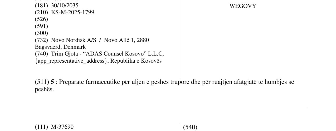 Zëri i markës WEGOVY në buletin