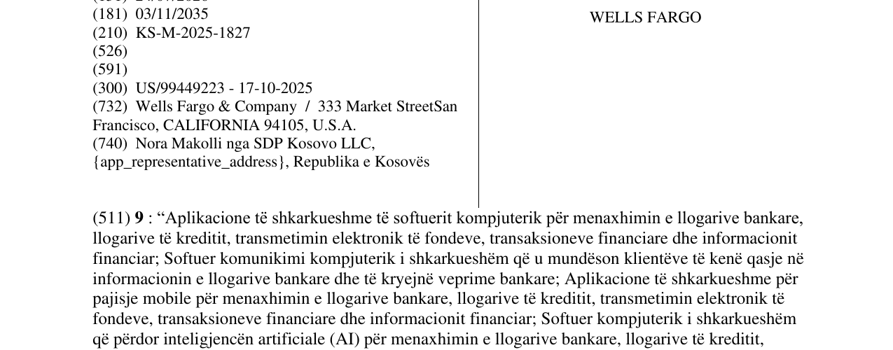 Zëri i markës WELLS FARGO në buletin
