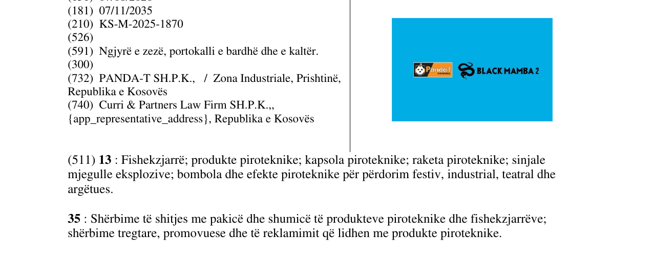 Zëri i markës BLACK MAMBA 2 në buletin