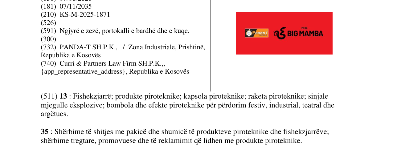 Zëri i markës BIG MAMBA në buletin
