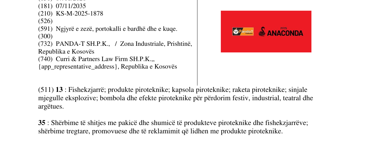 Zëri i markës ANACONDA në buletin