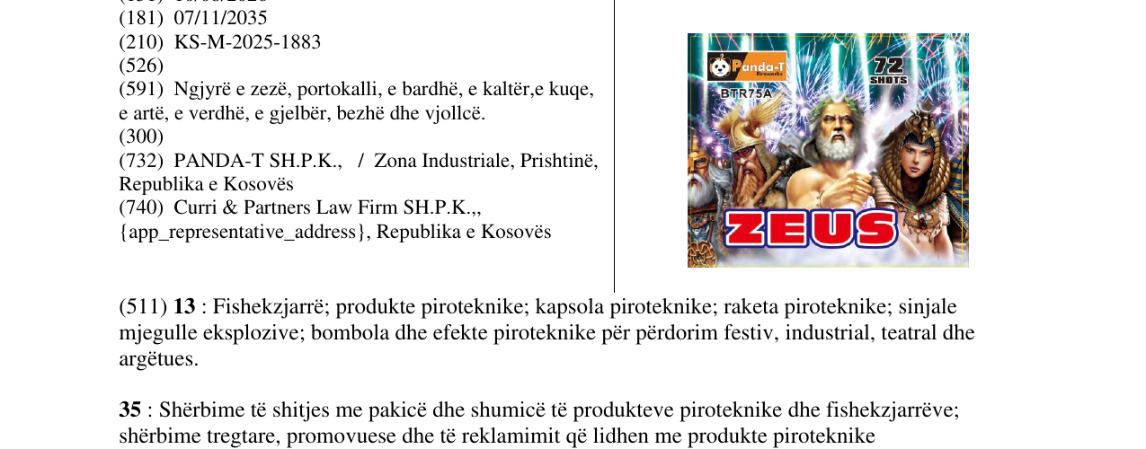 Zëri i markës ZEUS në buletin