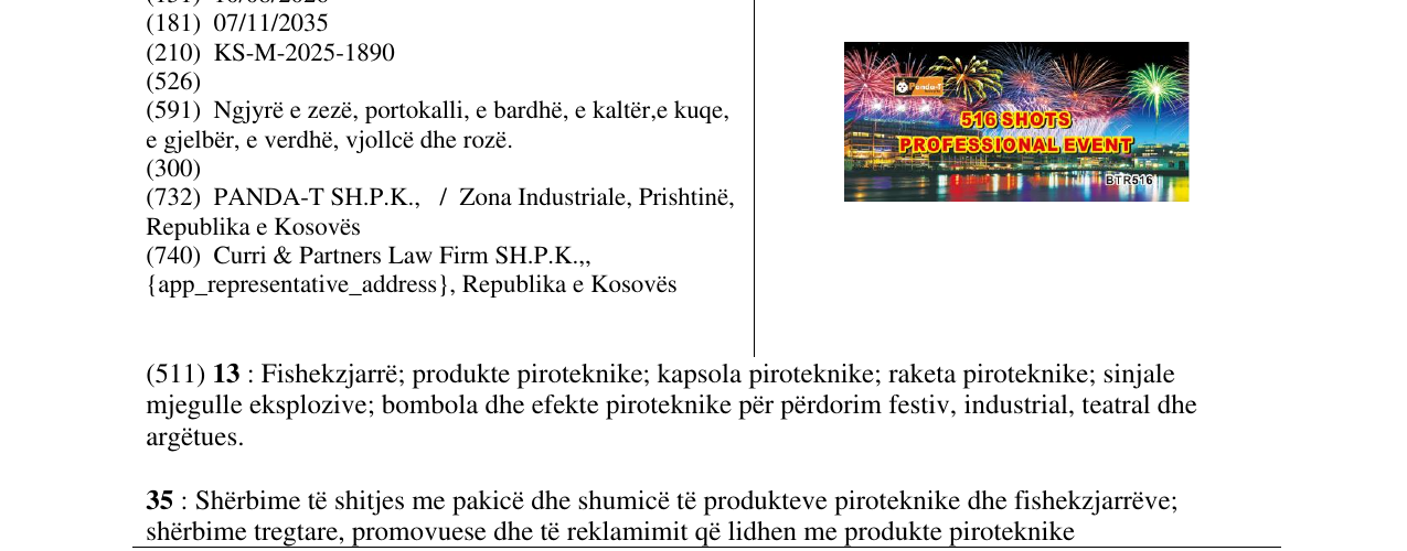 Zëri i markës 516 SHOTS PROFESSIONAL EVENT në buletin