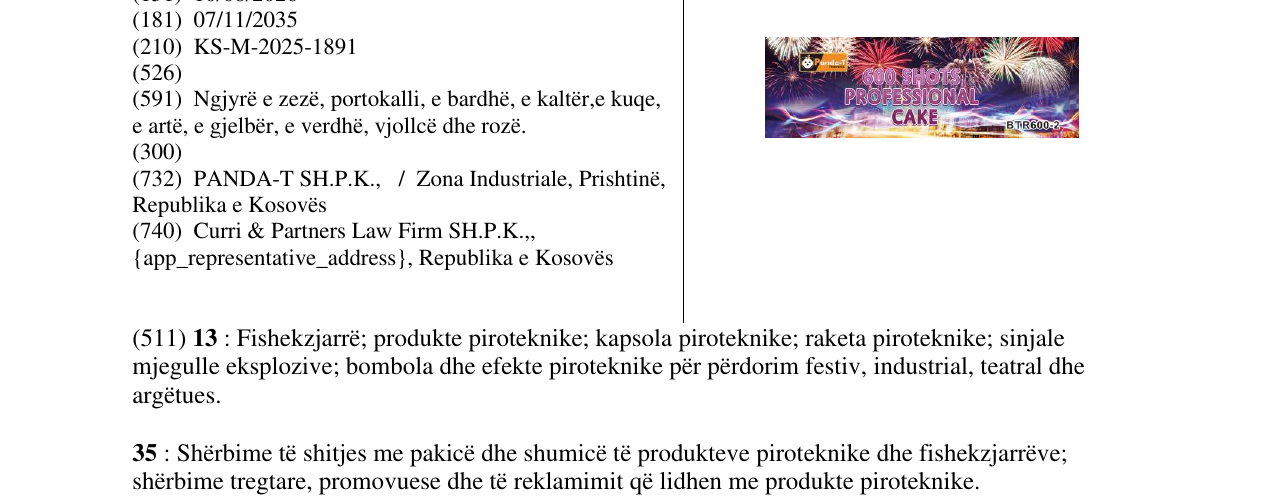 Zëri i markës 600 SHOTS PROFESSIONAL CAKE në buletin