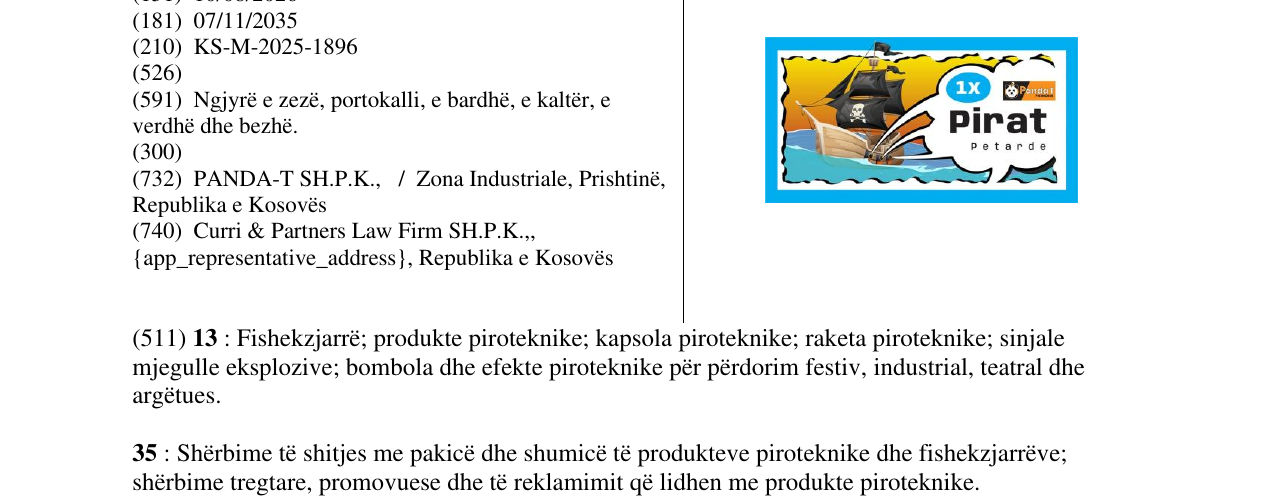 Zëri i markës PIRAT në buletin