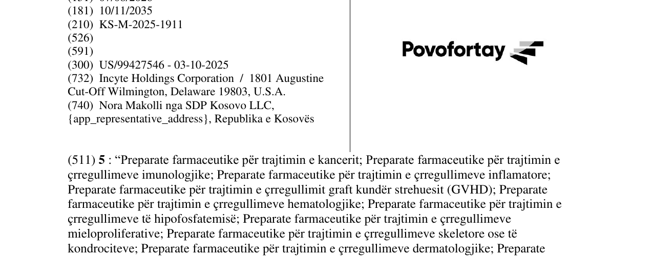 Zëri i markës Povofortay në buletin