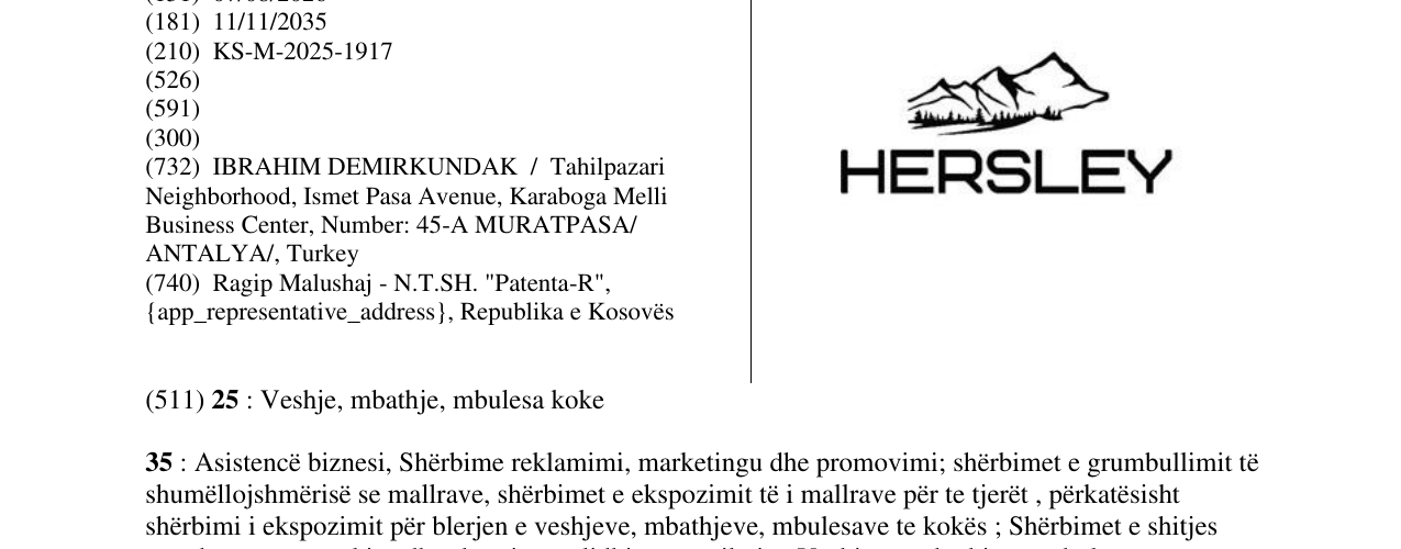 Zëri i markës HERSLEY në buletin