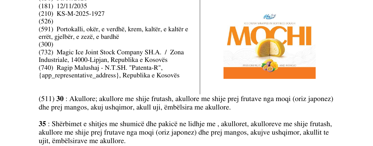 Zëri i markës MOCHI në buletin