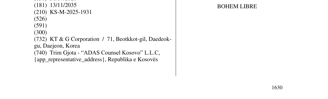Zëri i markës BOHEM LIBRE në buletin