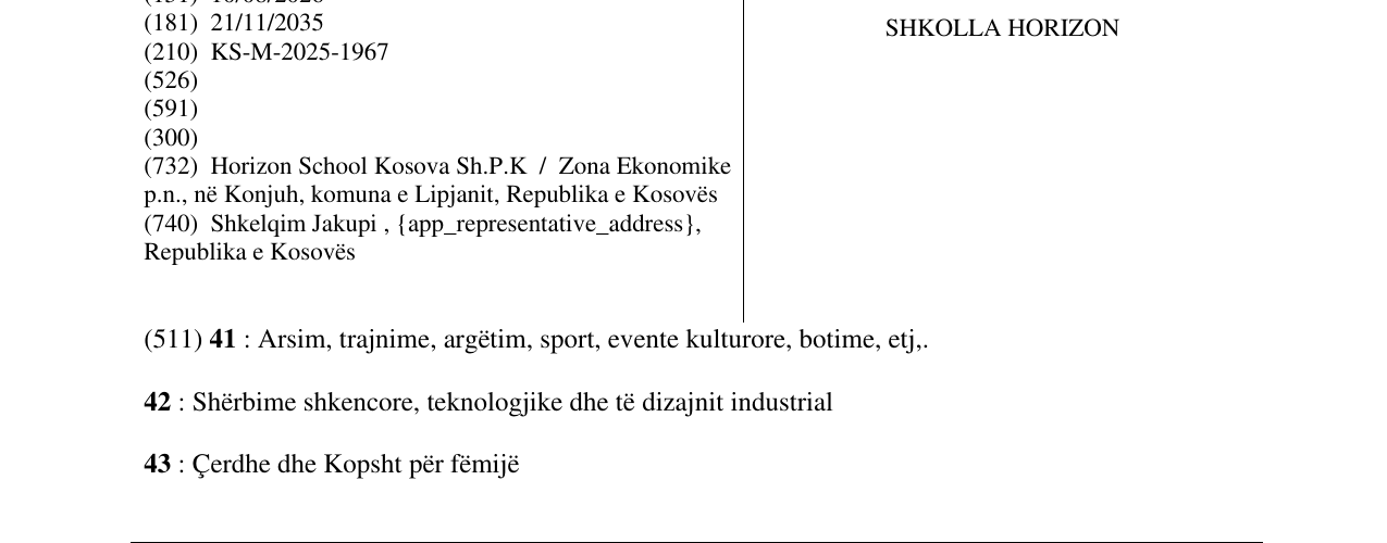 Zëri i markës SHKOLLA HORIZON në buletin