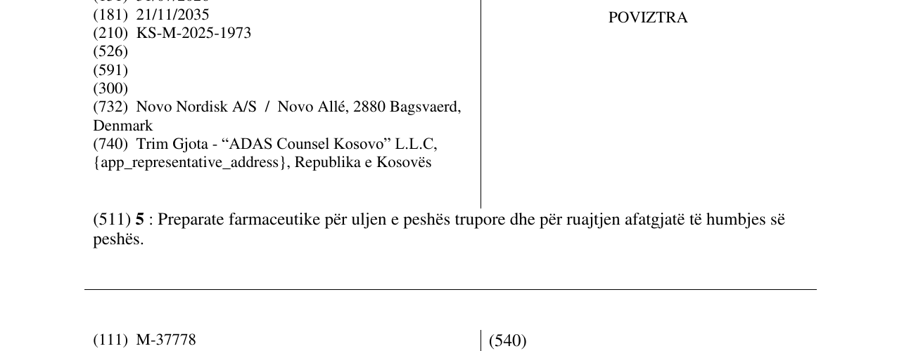 Zëri i markës POVIZTRA në buletin
