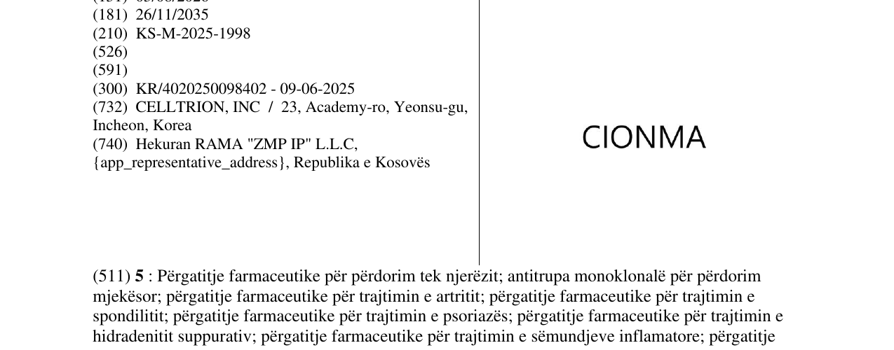 Zëri i markës CIONMA në buletin