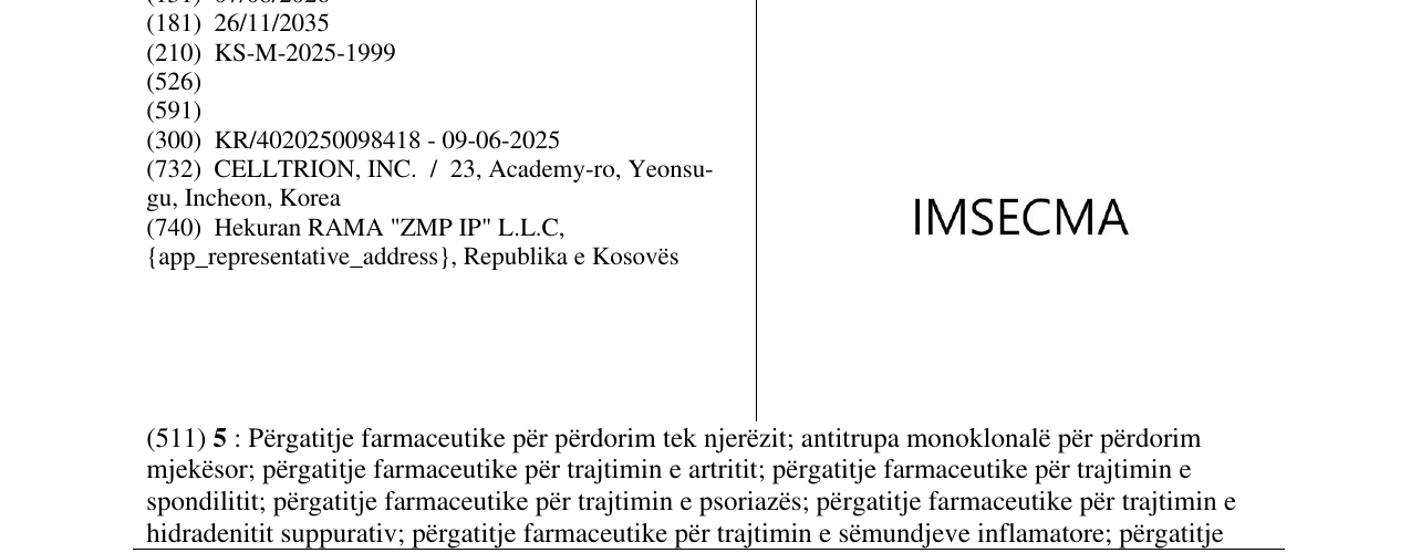 Zëri i markës IMSECMA në buletin