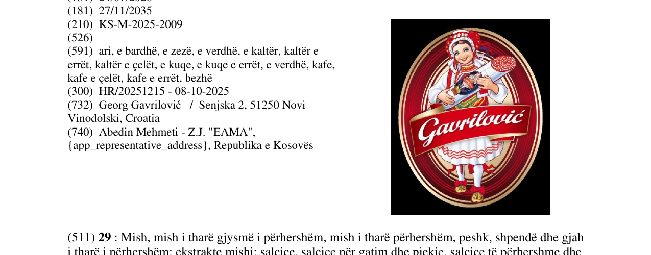 Zëri i markës Gavrilovic në buletin