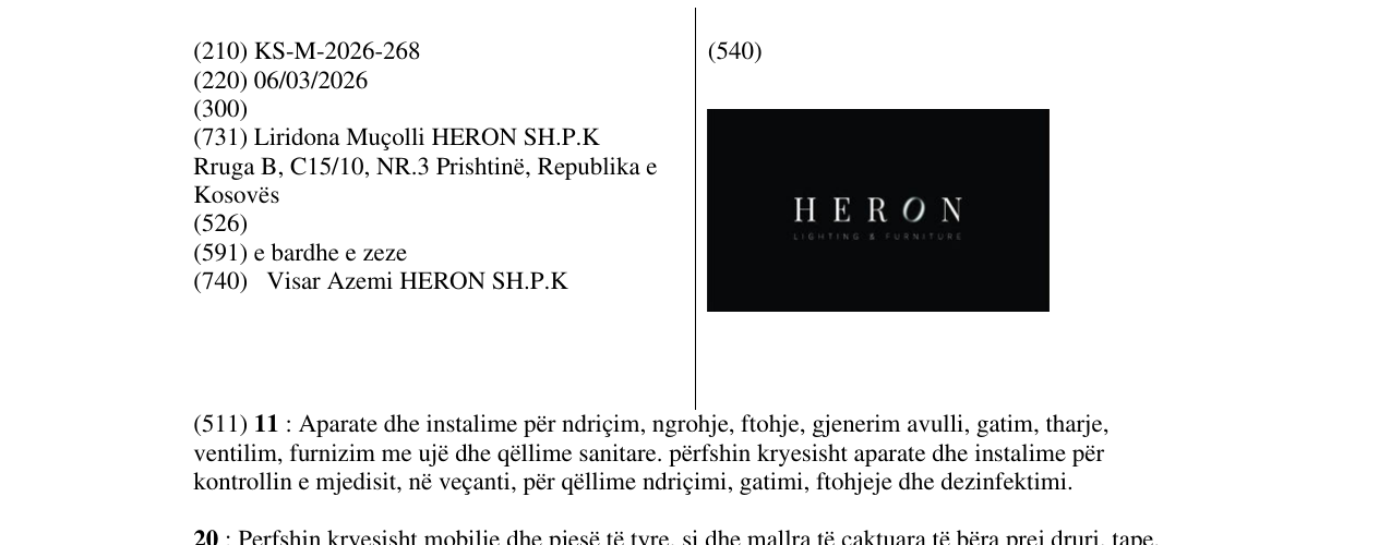 Zëri i markës KS/M/2026/268 në buletin