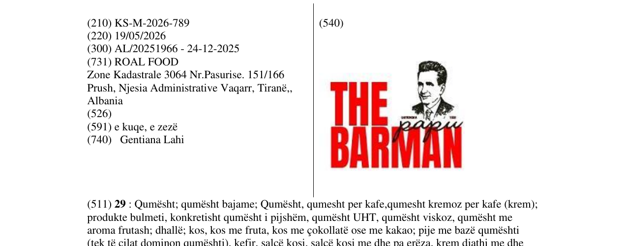 Zëri i markës KS/M/2026/789 në buletin