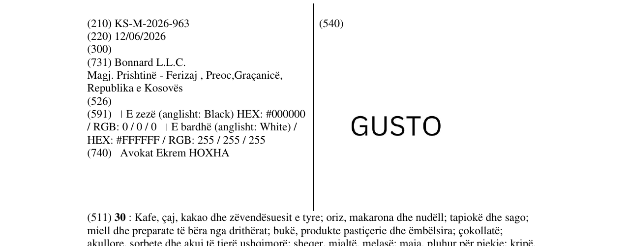 Zëri i markës GUSTO në buletin