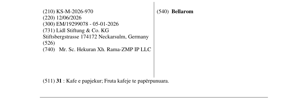 Zëri i markës Bellarom në buletin