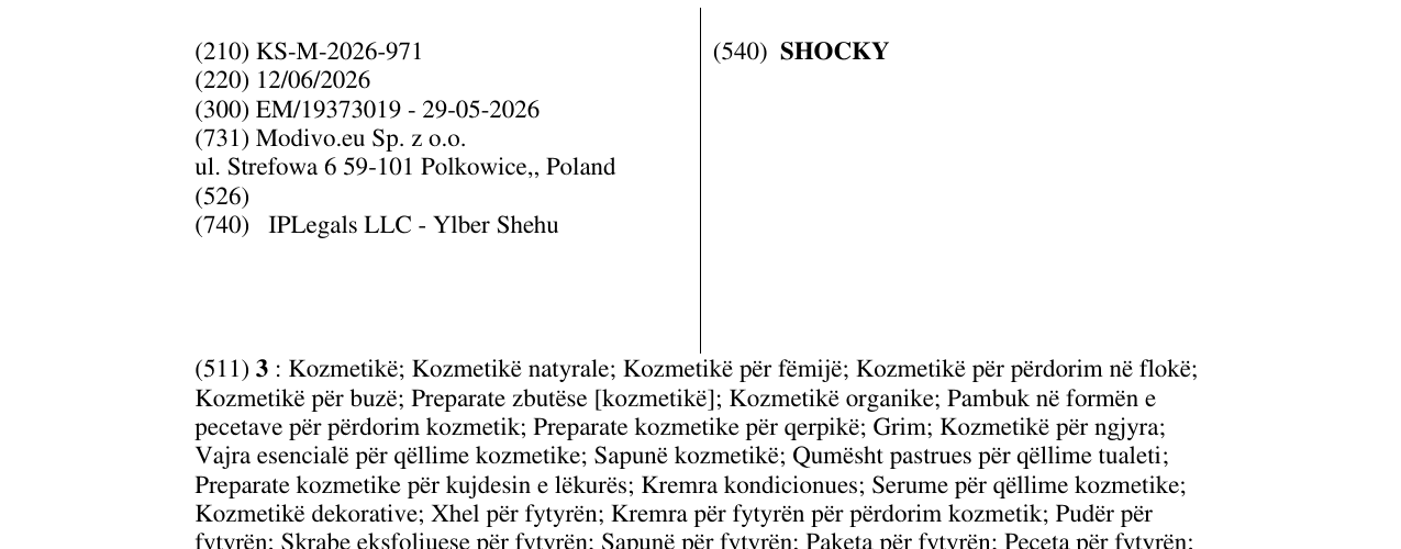 Zëri i markës SHOCKY në buletin