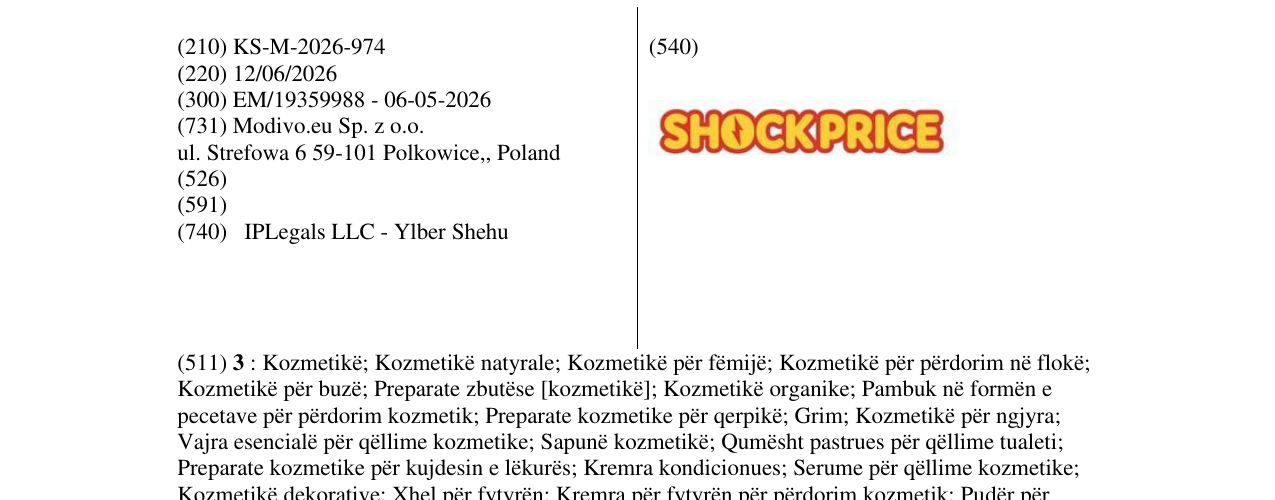 Zëri i markës SHOCKPRICE në buletin