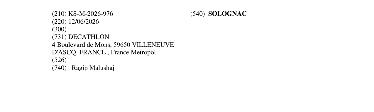 Zëri i markës SOLOGNAC në buletin