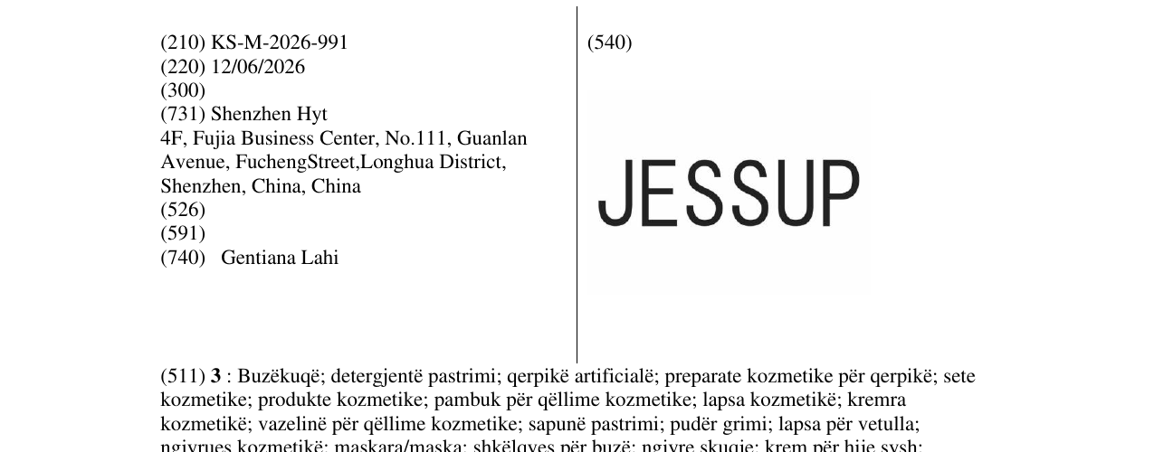 Zëri i markës JESSUP në buletin