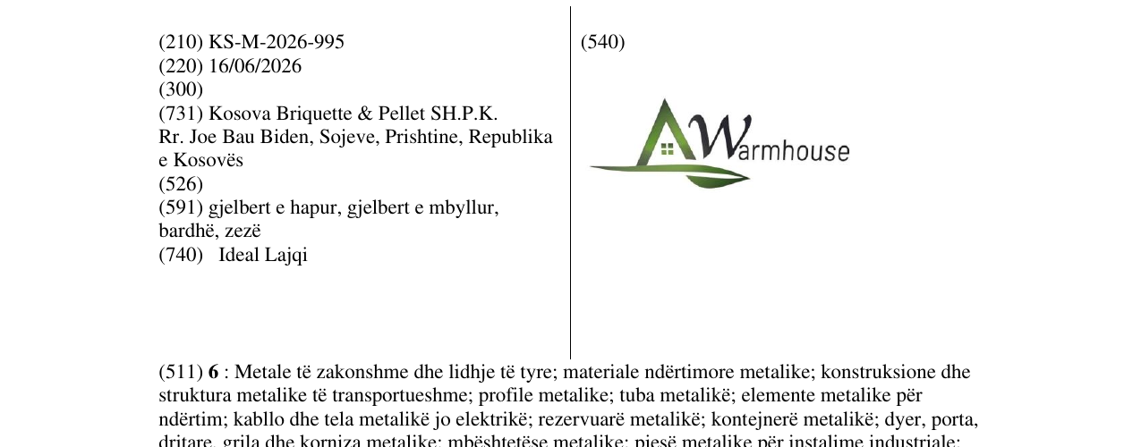 Zëri i markës KS/M/2026/995 në buletin