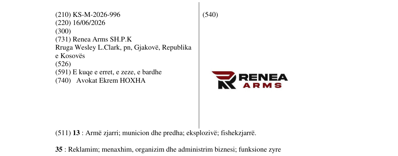 Zëri i markës KS/M/2026/996 në buletin
