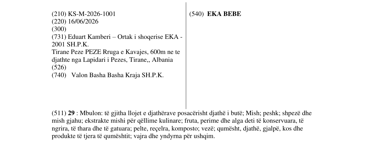 Zëri i markës EKA BEBE në buletin