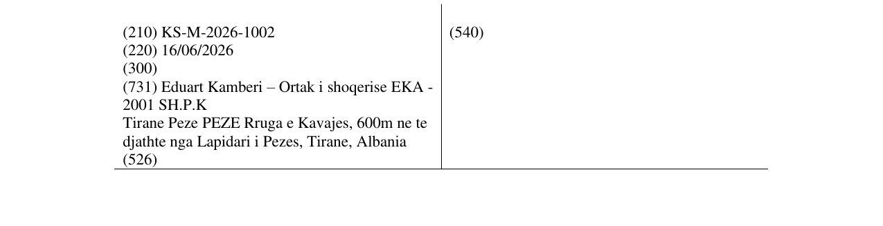 Zëri i markës KS/M/2026/1002 në buletin