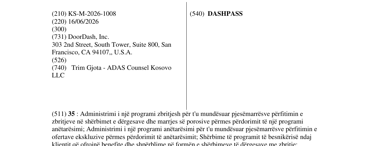 Zëri i markës DASHPASS në buletin