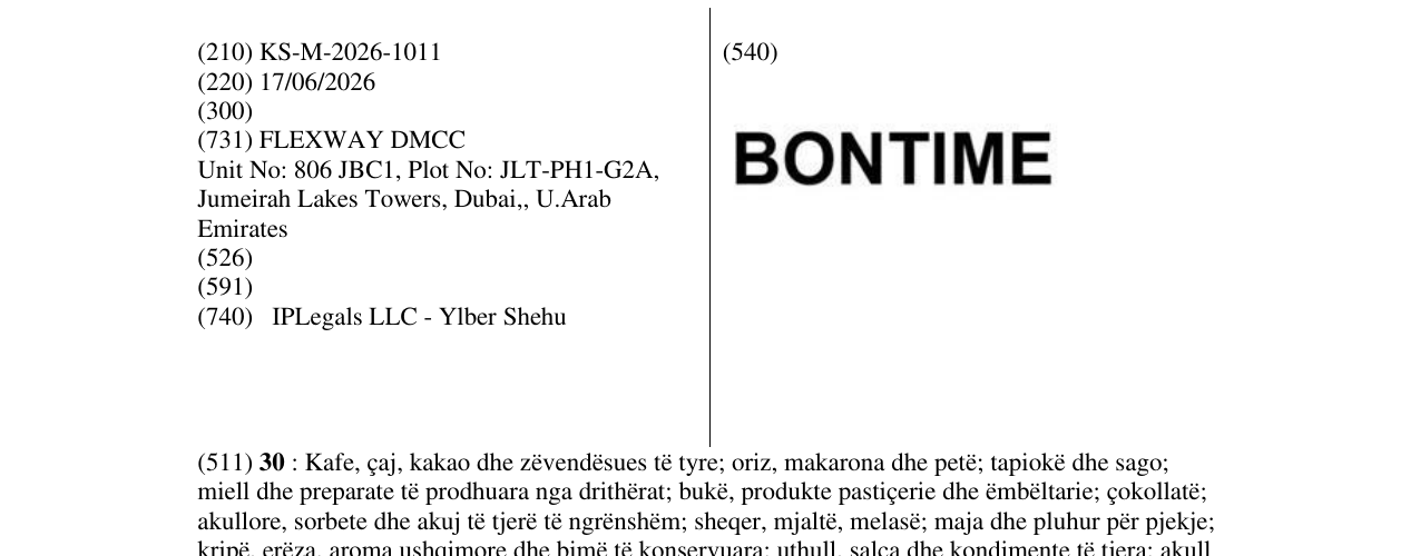 Zëri i markës KS/M/2026/1011 në buletin
