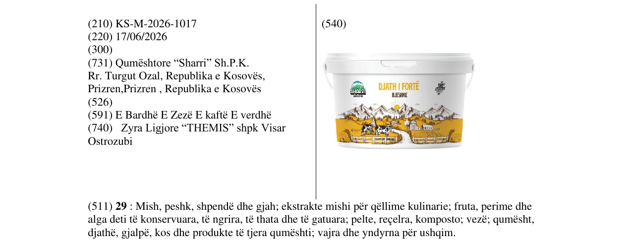 Zëri i markës KS/M/2026/1017 në buletin