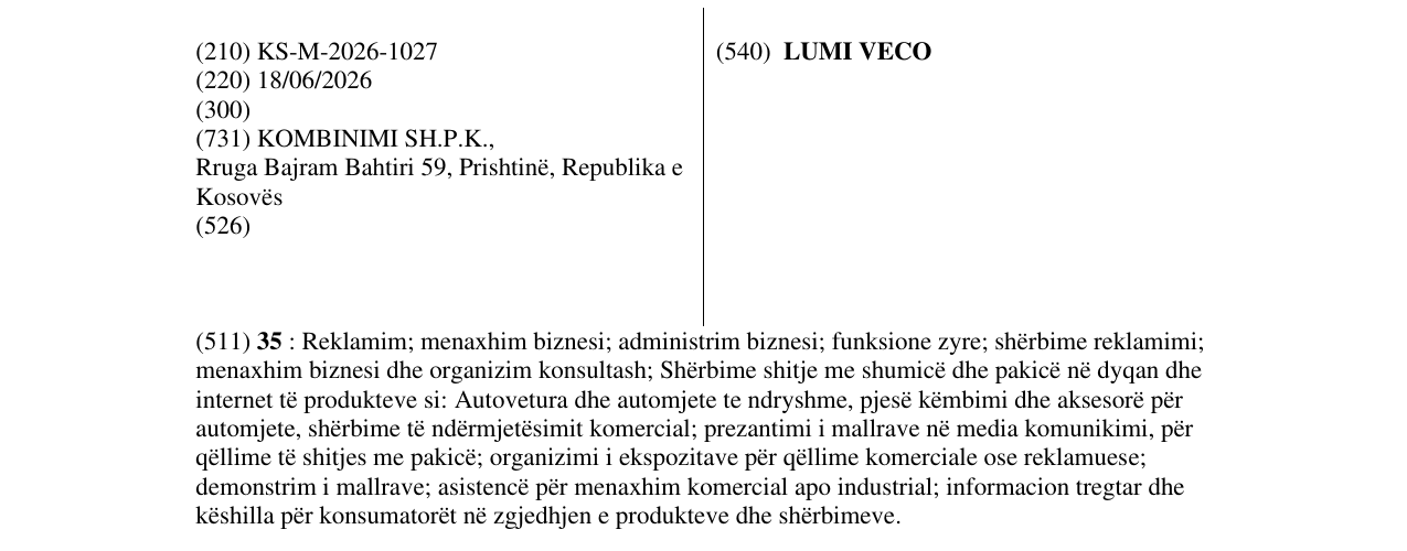 Zëri i markës LUMI VECO në buletin