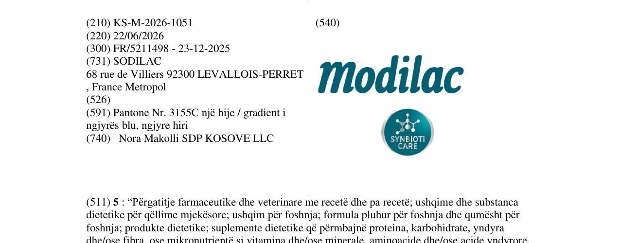 Zëri i markës KS/M/2026/1051 në buletin