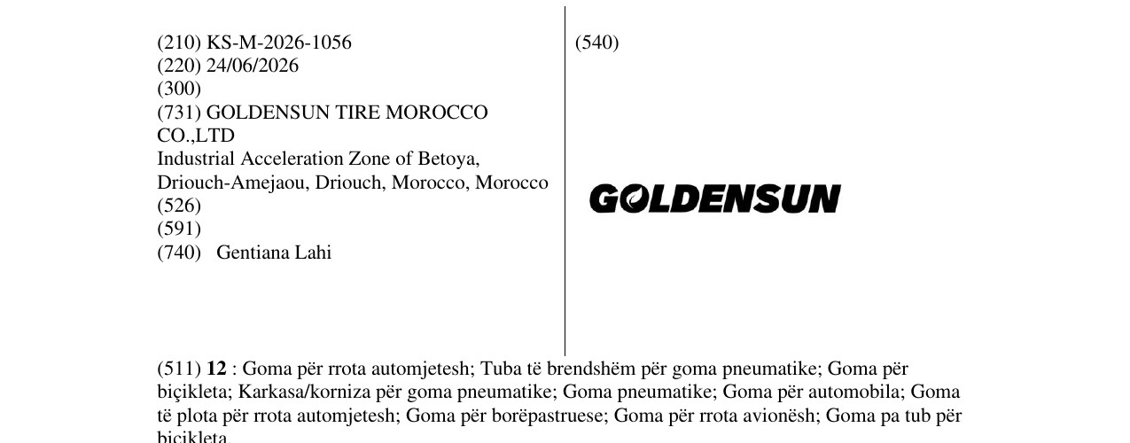 Zëri i markës KS/M/2026/1056 në buletin