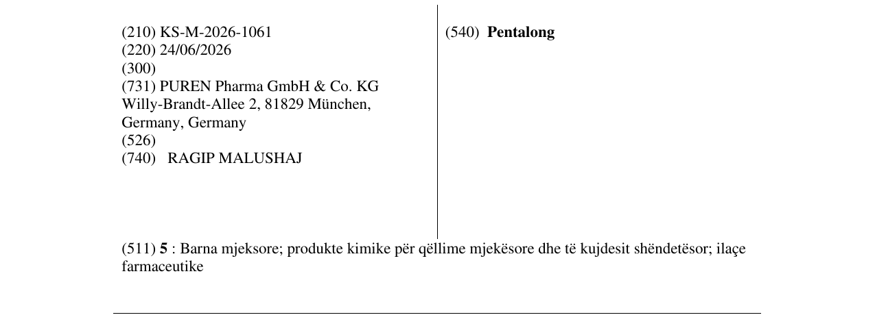 Zëri i markës Pentalong në buletin