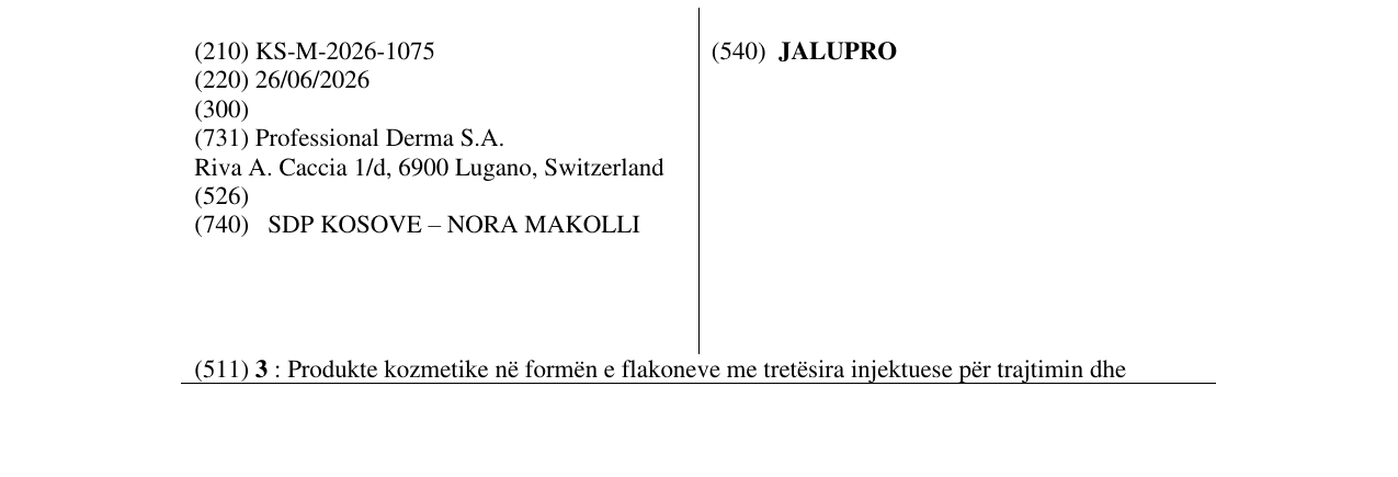 Zëri i markës JALUPRO në buletin